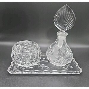 Vintage PRINCESS HOUSE 3 Piece Lead Crystal Vanity Set - Tray, Perfume & Trinket